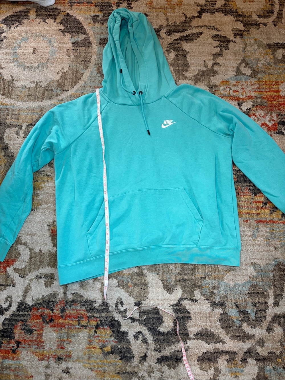 Nike Teal Green Hooded Pullover with White Swoosh
